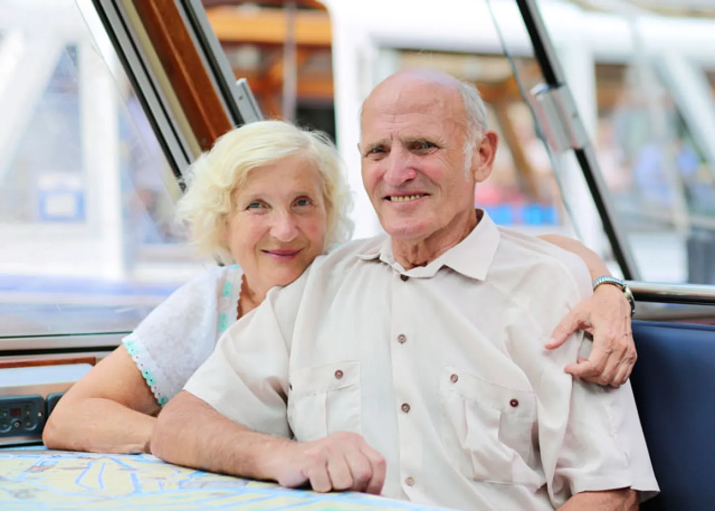 Retiree enjoying a scenic ferry ride in Amsterdam