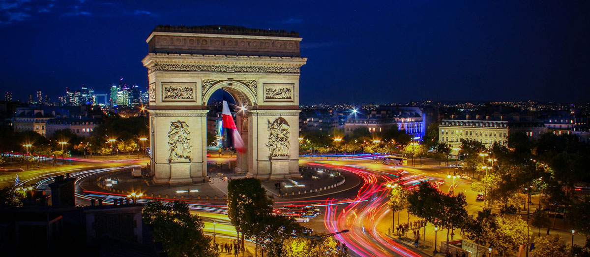 “Arc de Triomphe” in Paris at Night